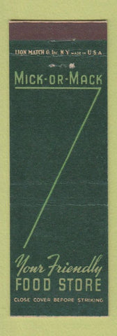 Matchbook Cover - Mick or Mack Food Stores