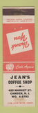 Matchbook Cover - Jean's Coffee Shop Camden NJ