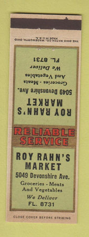 Matchbook Cover - Roy Hahn's Market Grocery ST Louis MO