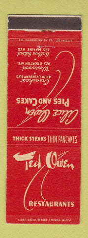 Matchbook Cover - Ted Owns Restaurants Westwood Balboa Island CA WEAR
