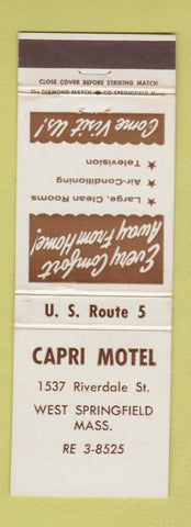 Matchbook Cover - Capri Motel West Springfield MA