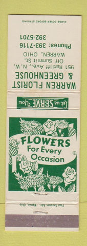 Matchbook Cover - Warren Florist Greenhouse Warren OH WEAR