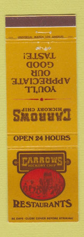 Matchbook Cover - Carrows Hickory Chip Restaurants CHAIN