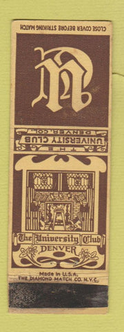 Matchbook Cover - University Club Denver Colorado WORN
