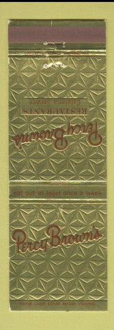 Matchbook Cover - Percy Brown's Restaurant Wilkes Barre PA