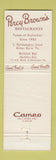 Matchbook Cover - Percy Brown's Restaurant Wilkes Barre PA
