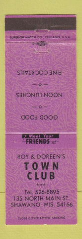 Matchbook Cover - Town Club Shawano WI