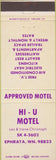 Matchbook Cover - Hi U Motel Ephrata WA