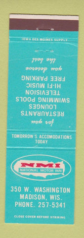 Matchbook Cover - National Motor Inn Madison WI WEAR