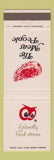 Matchbook Cover - Owl Food Grocery Meat People