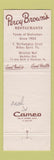 Matchbook Cover - Percy Brown's Restaurant Wilkes Barre PA
