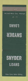 Matchbook Cover - Snyder Loans WEAR