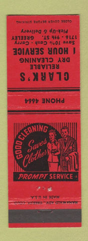 Matchbook Cover - Clark's Dry Cleaning Greeley Colorado RED