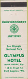 Matchbook Cover - Olympus Hotel Port Angeles WA