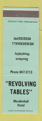 Matchbook Cover - Revolving Tables Mendenhall Hotel Mendenhall MS