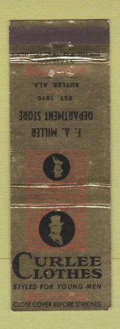Matchbook Cover - Curlee Men's Clothes FA Miller Department Store Butler AL