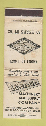 Matchbook Cover - Interstate Machinery Omaha NE WORN 1962