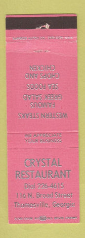 Matchbook Cover - Crystal Restaurant Thomasville GA