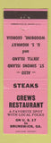 Matchbook Cover - Crews Restaurant Brunswick GA PINK