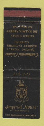 Matchbook Cover - Imperial House Restaurant San Diego CA WORN