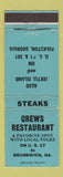 Matchbook Cover - Crews Restaurant Brunswick GA BLUE WEAR