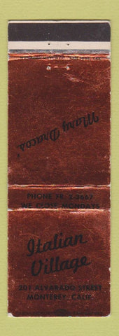 Matchbook Cover - Italian Village Monterey CA