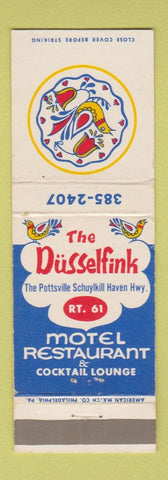 Matchbook Cover - Dusselfink Motel Restaurant Pottsville?
