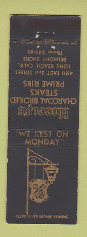 Matchbook Cover - Hoefly's Steaks Long Beach CA