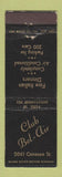 Matchbook Cover - Club Bel Air Buffalo? Italian Restaurant