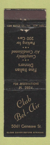 Matchbook Cover - Club Bel Air Buffalo? Italian Restaurant