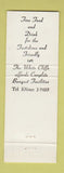 Matchbook Cover - White Cliffs Restaurant Northboro MA