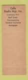 Matchbook Cover - Cella Real Estate Management Philadelphia PA