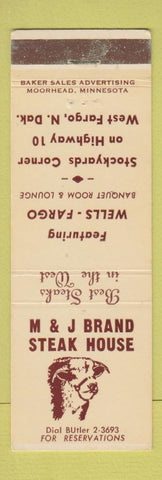 Matchbook Cover - M&J Brand Steak House West Fargo ND
