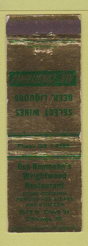 Matchbook Cover - Gus Neumann's Wrightwood Restaurant Chicago IL