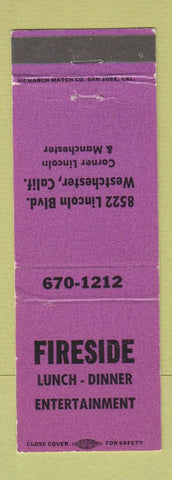 Matchbook Cover - Fireside Restaurant Westchester CA