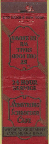 Matchbook Cover - Armstrong Schroeder Cafe Los Angeles CA 30s