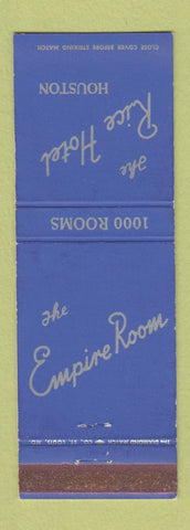 Matchbook Cover - Rice Hotel Houston TX