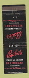 Matchbook Cover - Babe's Italian Restaurant Des Moines IA