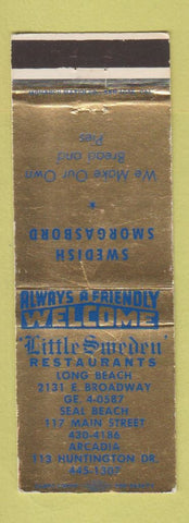 Matchbook Cover Little Sweden Restaurants Seal Beach Long Beach Arcadia CA WEAR