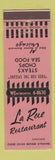 Matchbook Cover - La Rue Restaurant Chicago IL WORN