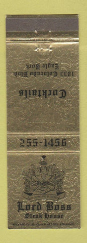 Matchbook Cover - Lord Boss Steak House Eagle Rock CA