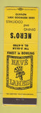Matchbook Cover - Nero's Restaurant Novato CA Nave Bowling Lanes WEAR