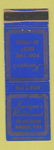 Matchbook Cover - Karigan's Restaurant Dubuque IA WORN