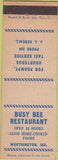 Matchbook Cover - Busy Bee Restaurant Worthington IN