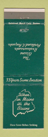 Matchbook Cover - The Blaine Restaurant Portland Augusta ME