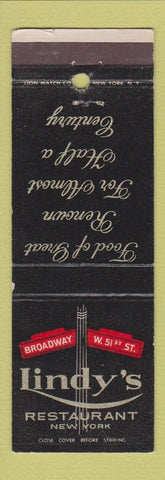 Matchbook Cover - Lindy's Restaurant New York City