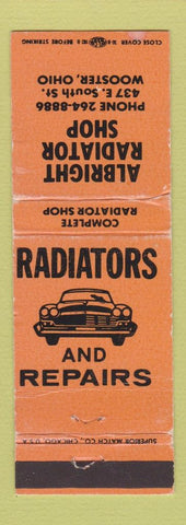 Matchbook Cover - Albright Radiator Shop Wooster OH WORN ORANGE