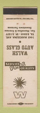 Matchbook Cover - Walsh Auto Glass Torrance CA WEAR