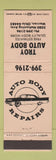 Matchbook Cover - Troy Auto Body Warren OH