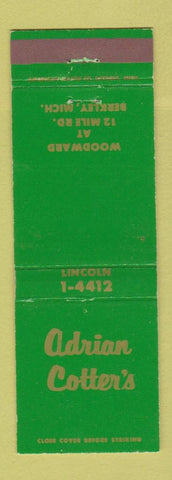 Matchbook Cover - Adrian Cotter's Berkley MI restaurant